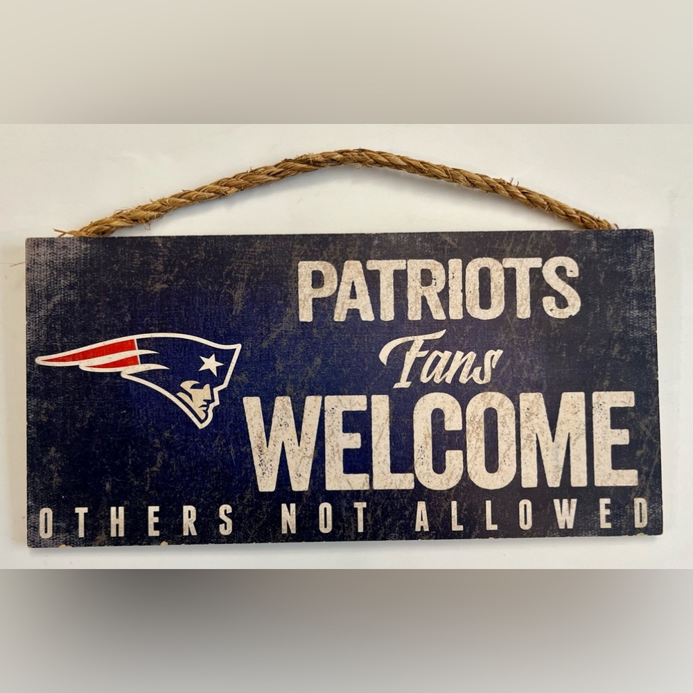 Patriots NFL Fans Welcome “Others Not Allowed” 6x12 Wood Sign Wall